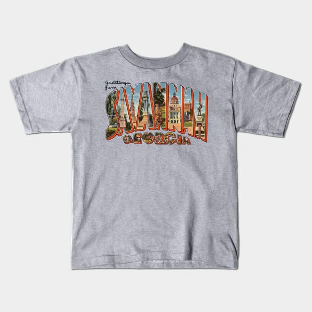 Greetings from Savannah Georgia Kids T-Shirt by reapolo